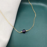 Natural Amethyst Necklace Round 14K Filled Vintage Hand For Women Necklace