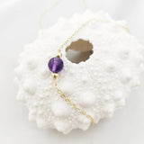 Natural Amethyst Necklace Round 14K Filled Vintage Hand For Women Necklace
