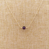 Natural Amethyst Necklace Round 14K Filled Vintage Hand For Women Necklace
