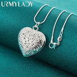 925 Silver Heart Charm Pendant Necklace Snake Chain Wedding Jewelry