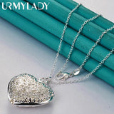 925 Silver Heart Charm Pendant Necklace Snake Chain Wedding Jewelry