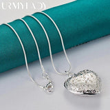 925 Silver Heart Charm Pendant Necklace Snake Chain Wedding Jewelry