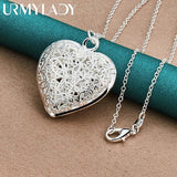 925 Silver Heart Charm Pendant Necklace Snake Chain Wedding Jewelry