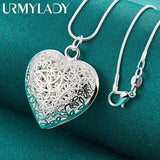 925 Silver Heart Charm Pendant Necklace Snake Chain Wedding Jewelry