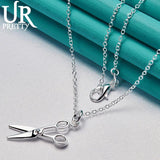 925 Silver Scissors Pendant Necklace Snake Chain Wedding Jewelry