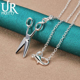 925 Silver Scissors Pendant Necklace Snake Chain Wedding Jewelry