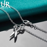 925 Silver Scissors Pendant Necklace Snake Chain Wedding Jewelry