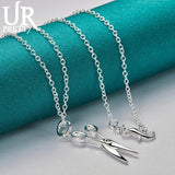 925 Silver Scissors Pendant Necklace Snake Chain Wedding Jewelry