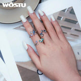 925 Silver Bird Flower Lily Valley Open Ring Fine Jewelry Gift