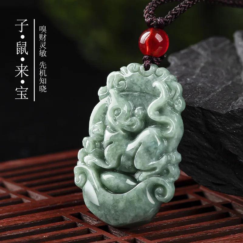 Burmese Jade Chinese Zodiac Pendant Natural Necklace Men Talismans