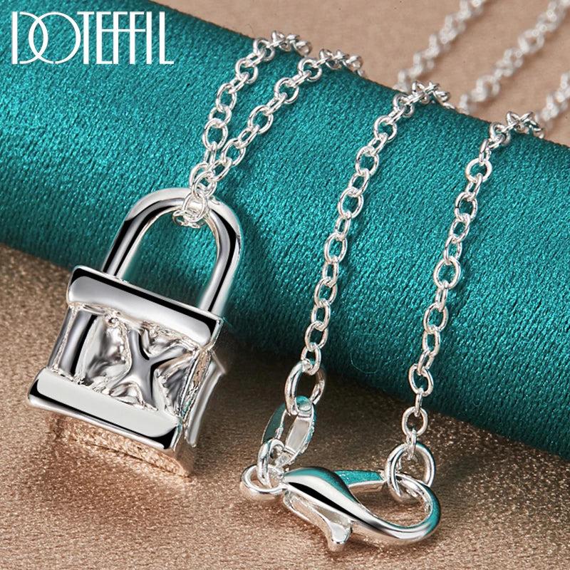 925 Silver Lock Pendant Necklace 18-30 inch Chain