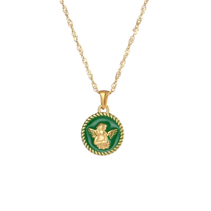 Christmas Jewelry Enamel Angle Pendant Necklace