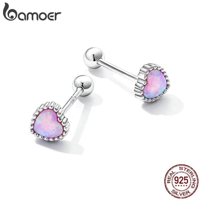 925 Silver Opal Heart Earrings Platinum Wedding Gift