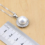 Pearl & Beads 925 Sterling Silver Jewelry Sets Drop Earrings Rings Necklace Set