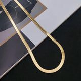 925 Silver 18K 4MM Flat Chain Necklace for Women Fine Jewelry
