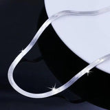925 Silver 18K 4MM Flat Chain Necklace for Women Fine Jewelry