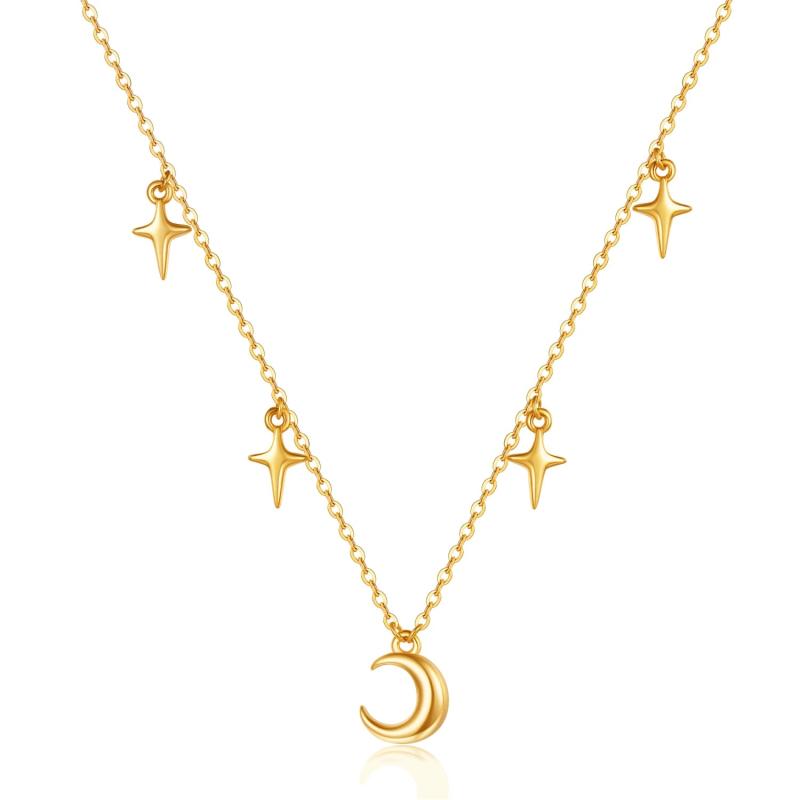 Evil Eye Moon Necklace 925 Silver Chain Choker