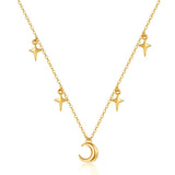 Evil Eye Moon Necklace 925 Silver Chain Choker