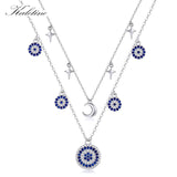 Evil Eye Moon Necklace 925 Silver Chain Choker