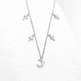 Evil Eye Moon Necklace 925 Silver Chain Choker