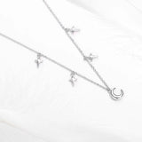 Evil Eye Moon Necklace 925 Silver Chain Choker