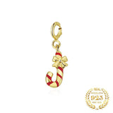 Christmas Candy Cane Pendant 925 Sterling Silver Plated Necklace Accessories