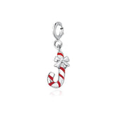 Christmas Candy Cane Pendant 925 Sterling Silver Plated Necklace Accessories