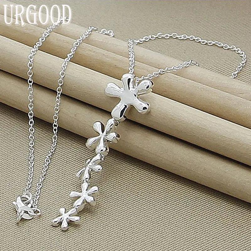 925 Silver Flower Pendant Necklace 16-30 Inch Chain