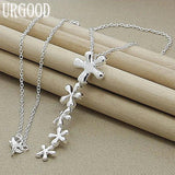 925 Silver Flower Pendant Necklace 16-30 Inch Chain