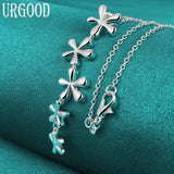 925 Silver Flower Pendant Necklace 16-30 Inch Chain