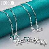 925 Silver Flower Pendant Necklace 16-30 Inch Chain