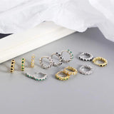 Trustdavis 925 Silver Colorful Zircon Ear Buckle Wedding Party Earring DA2643