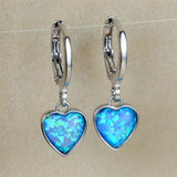 Opal Stone Heart Hoop Earrings Vintage Bridal Wedding
