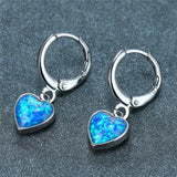 Opal Stone Heart Hoop Earrings Vintage Bridal Wedding