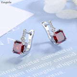 925 Silver Crystal Hoop Earrings For Women Jewelry FQL22206