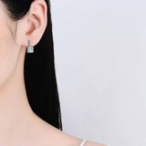 925 Silver Crystal Hoop Earrings For Women Jewelry FQL22206