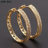 Round Hoop Earrings with CZ for Party - 1 Pair