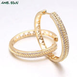 Round Hoop Earrings with CZ for Party - 1 Pair
