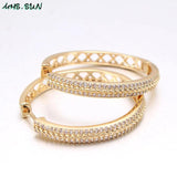 Round Hoop Earrings with CZ for Party - 1 Pair