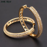 Round Hoop Earrings with CZ for Party - 1 Pair