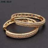 Round Hoop Earrings with CZ for Party - 1 Pair