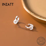INZATT 925 Sterling Silver Zircon Round Hoop Earrings Women Party Hiphop Jewelry