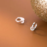 INZATT 925 Sterling Silver Zircon Round Hoop Earrings Women Party Hiphop Jewelry