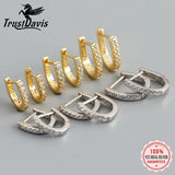 Trustdavis 925 Silver Zircon Gothic Hoop Earrings
