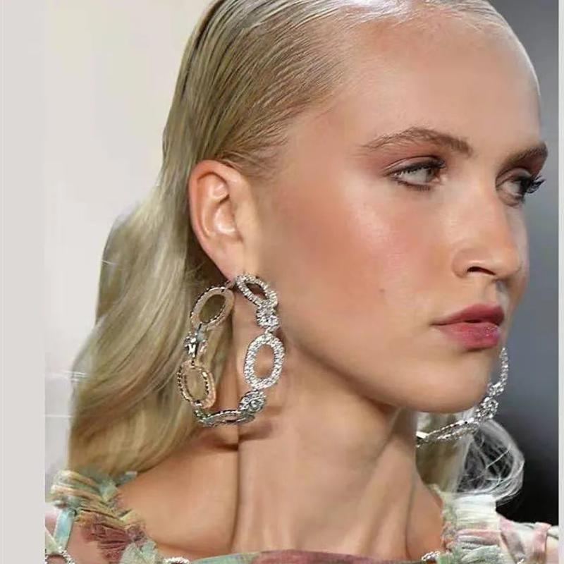 Arrival Rhinestone Hoop Earrings Statement Accessories