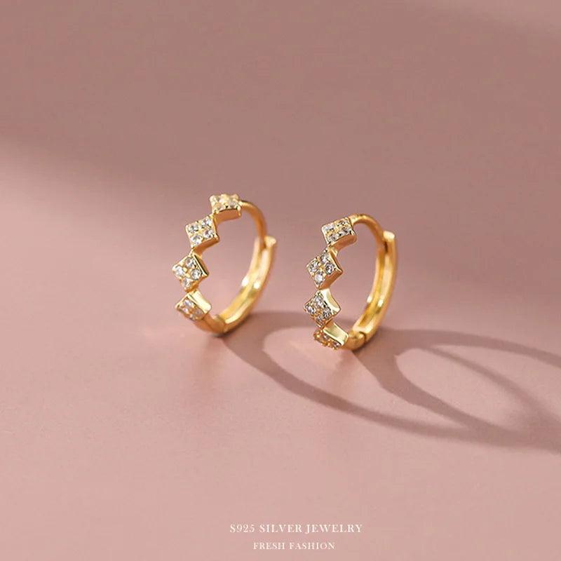 925 Silver Hoop Earrings Women Huggie Sleeper Fine Statement Jewelry