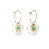 Stainless Steel Sunflower Shell Hoop Earrings