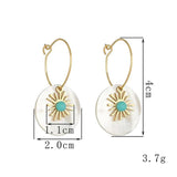 Stainless Steel Sunflower Shell Hoop Earrings