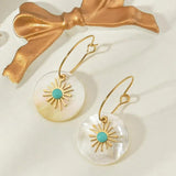 Stainless Steel Sunflower Shell Hoop Earrings