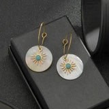 Stainless Steel Sunflower Shell Hoop Earrings